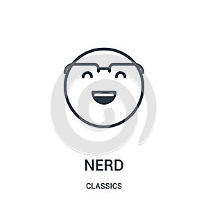 nerd icon vector from classics collection. Thin line nerd outline icon vector illustration. Linear symbol