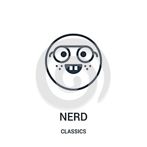 nerd icon vector from classics collection. Thin line nerd outline icon vector illustration. Linear symbol