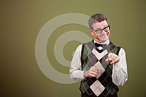 Nerd Man Pointing Index Finger