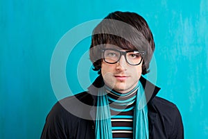 Nerd retro british indie look with handkerchief photo