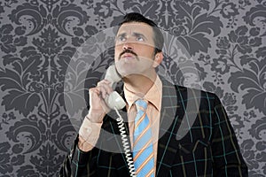 Nerd scared expression businessman telephone call