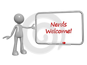 nerds welcome on blackboard and white