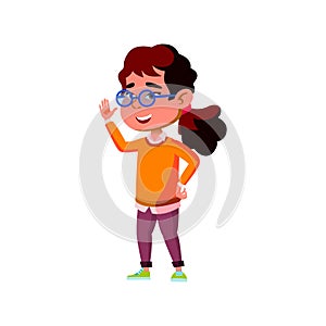 nerdy young girl waving to mother before school cartoon vector