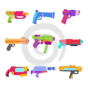 nerf gun toy set cartoon vector illustration photo
