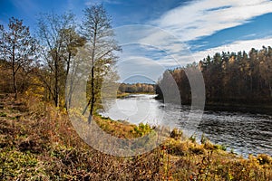 Neris river in Silenai cognitive park near Vilnius, Lithuania