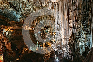 Nerja, Malaga Province, Andalusia, Spain. Cuevas De Nerja - Famous Caves. Different Rock Formations, Stalactites And