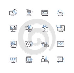 Nerk Infrastructure line icons collection. Cloud, Nerking, Security, Storage, Data, Virtualization, Server vector and