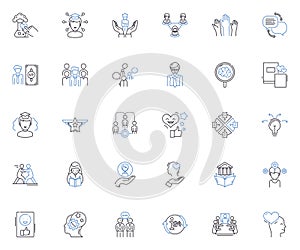 Nerking and outreach line icons collection. erking, Connections, Collaboration, Relationships, Contacts, Handshakes