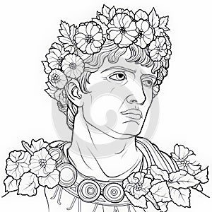 Nero Coloring Page: Aestheticism Style With Floralpunk And Roguecore Influence