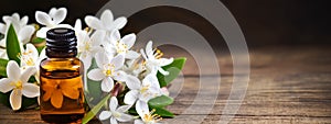 Neroli essential oil in a bottle. Generative AI,