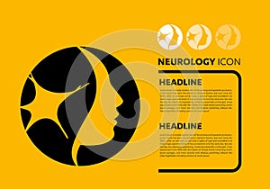 Nerve cell line icon neurology brain logo Vector