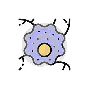 Nerve cell, neuron, human anatomy flat color line icon.