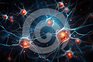 Nerve cell and neurons in connection. Abstract background photo