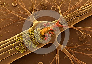 Nerve cell structure microscopic image