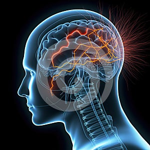 Nerve conduction in human head