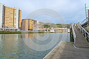 NerviÃ³n river overlooking the urban area of ??Bilbao-Basque country-Spain