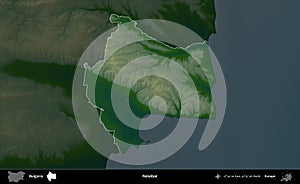 Nesebar highlighted, Bulgaria. Physical