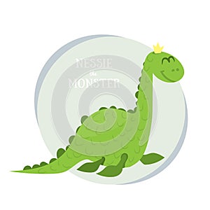 Nessie the Monster. Flat vector illustration. Loch Ness Monster on white background photo