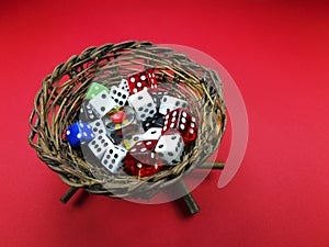 Nest with colored dice inside