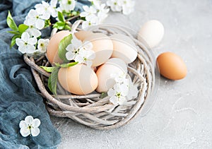 Nest with easter eggs