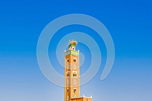 Nest of a storks on a minaret in Ouarzazate, Morocco.