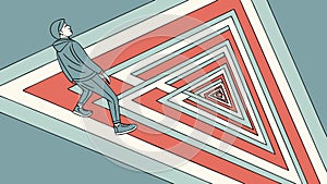 Nested Triangle Geometric Abstract Background Art, vector design Generative AI