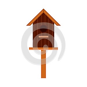 Nesting box animal design cartoon element vector icon. Wooden bird house isolated white