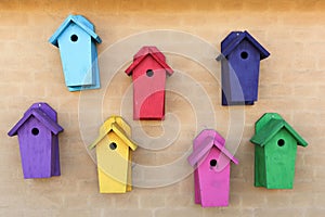 Nesting boxes on a wall