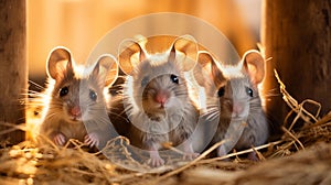 Nesting Harmony: Delicate Mice Crafting a Cozy Home in Rustic Barn