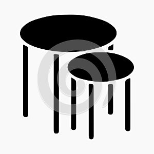 Nesting Tables Furniture Solid Black Symbol