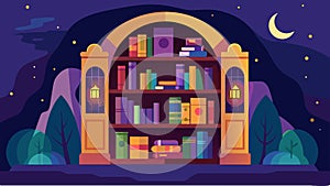Nestled behind a towering bookshelf a small alcove filled with fairytales and fantasy novels offers an enchanted setting