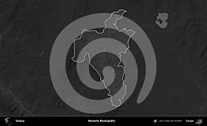 Nestorio Municipality highlighted, Greece. Grayscale