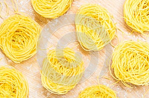 Nests Capellini pasta top view
