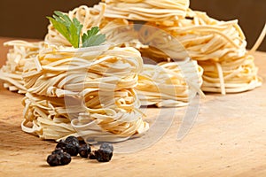 Nests of pasta.