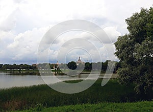 Lake in the park near the Nesvizh castle