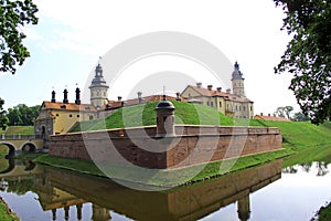 Nesvizhsky castle on the background of blue sky