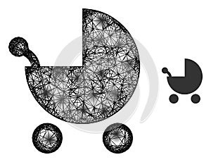 Net Baby Carriage Icon with Spots