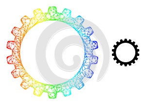 Net Cogwheel Web Mesh Icon with Rainbow Gradient