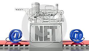 Net concept, e-mail signs and machine