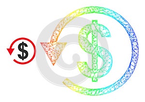 Net Dollar Chargeback Web Mesh Icon with Spectral Gradient