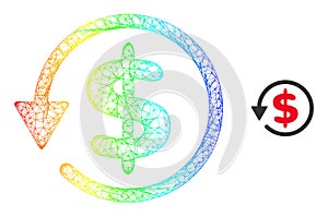 Net Dollar Refund Web Mesh Icon with Rainbow Gradient