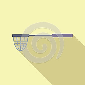 Net fish catcher icon flat vector. Camping activity