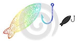 Net Fishing Web Mesh Icon with Rainbow Gradient
