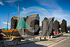 Net huts in Hastings, UK.