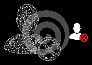 Network Delete User Mesh Icon with Glare Lightspots
