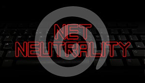 Net Neutrality red text over keyboard illustration