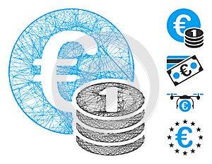 Net One Euro Coin Stack Vector Mesh