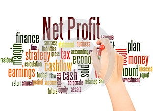 Net profit word cloud hand writing concept