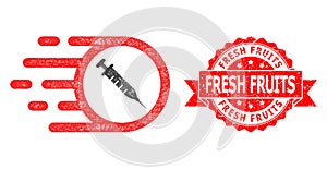 Scratched Fresh Fruits Seal and Net Rush Vaccine Icon