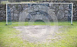 Net soccer goal football green grass